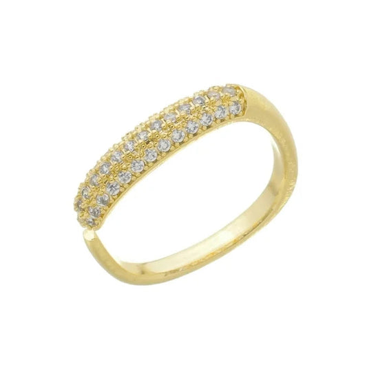 anel feminino dourado com zircônias brilho premium golden prism