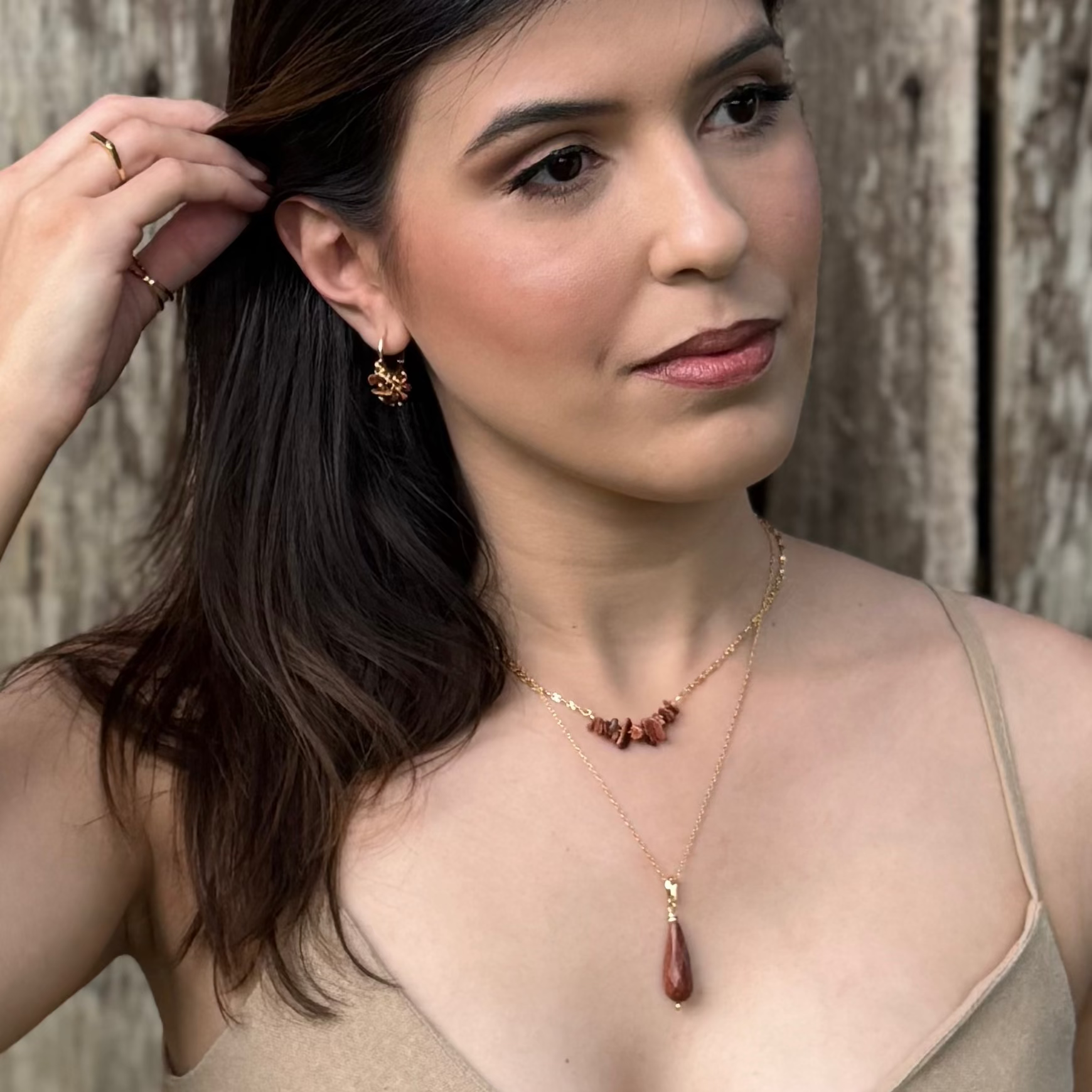 pingente pedra do sol gota banhado a ouro luzzir