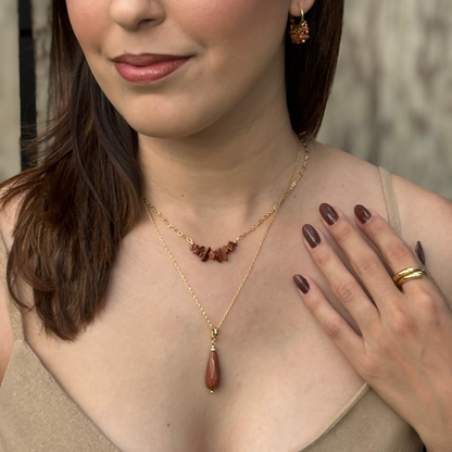 pingente pedra do sol gota banhado a ouro luzzir